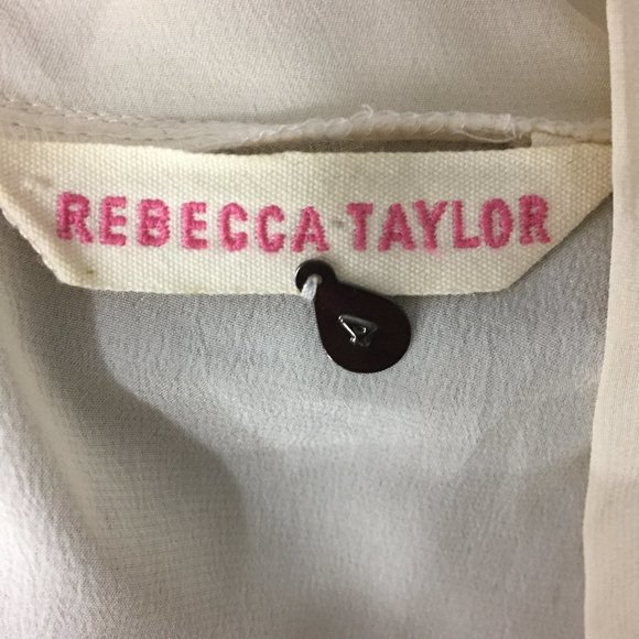 REBECCA TAYLOR Ivory Gray Silk Wool Blend Ruffle Short Sleeve Dress - Picture 2 of 15